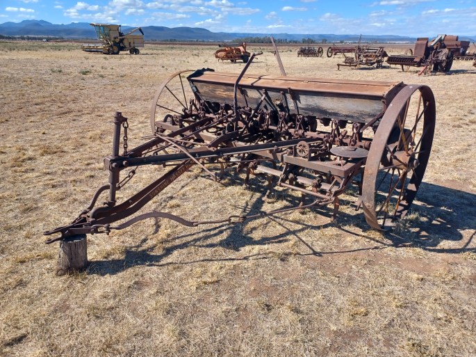 The oldest combine (seeder) at Farmer Brown's Wheat Farm Museum